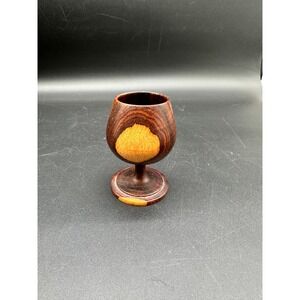 Vintage Handturned Pedestal Goblet with Sapwood Accent Decorative Wood Cup‎